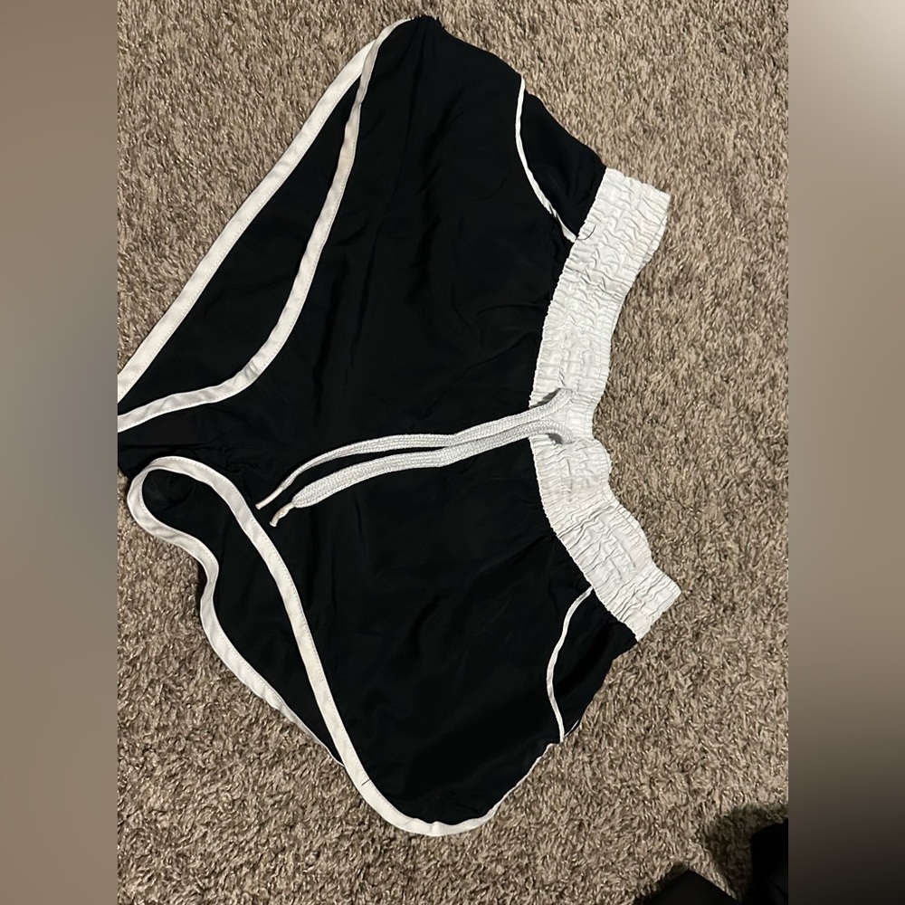 Black and White Ruched Shorts